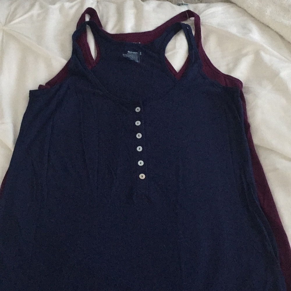 Old Navy Navy Blue and Burgundy Tank Top